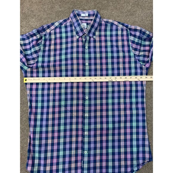Peter Millar Plaid Button Down Shirt Mens L Gingham Long Sleeve Cotton Knit - Picture 4 of 6